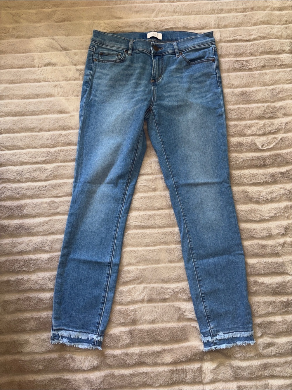 LOFT Light Blue Ankle Frayed Hem Jeans